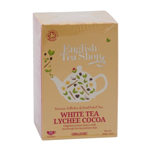 
English Tea Shop Bílý čaj, liči a kakao, bio 40 g, 20 ks
		