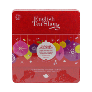 
English Tea Shop Vánoční červené ozdoby, plechová kazeta, bio 108 g, 72 ks
		