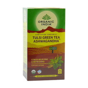 
Organic India Čaj Tulsi Green Tea Ashwaganda, porcovaný, bio 50 g, (25 ks)
		