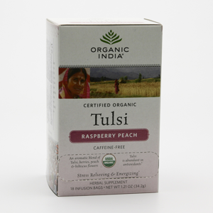 
Organic India Čaj Tulsi Raspberry Peach, porcovaný, bio 34,2 g, 25 ks
		