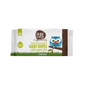 
PURE BEGINNINGS Biodegradable Baby Wipes with organic aloe dětské vlhčené ubrousky s BIO aloe biologicky rozložitelné 64 ks
		