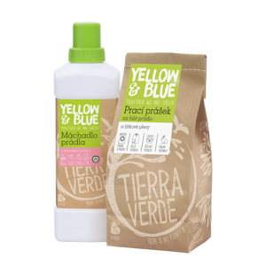Tierra Verde Prací prášek na bílé prádlo a pleny + Máchadlo prádla, multipack 850 g + 1 l
